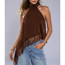 Product image of Milumia Asymmetrical Halterneck Lace Top