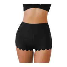 Product image of Black Scalloped Hem Retro Full Coverage Swim Bottoms