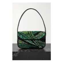 Product image of Staud Tommy vegan leather-trimmed beaded satin shoulder bag
