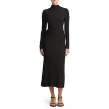 Product image of Vince Long Sleeve Silk Knit Midi Dress