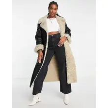 Product image of Asos Design Bonded teddy trench coat in black