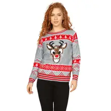 Product image of Tipsy Elves Women’s Sequin Rudolph Light Up Ugly Christmas Sweater