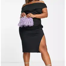 Product image of ASOS Fallen Shoulder Pleat Midi Dress 