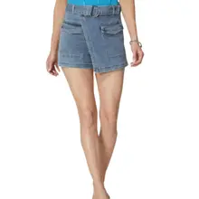 Product image of Bebe Belted Patch Pocket Mini Denim Skort