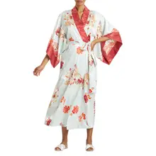Product image of Natori Kimono-Sleeve Dragon Jacquard Satin Robe
