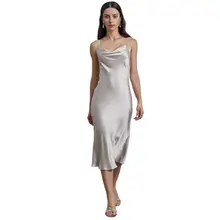 Product image of Lounge Cowl Neck Midi Silk Slip Dress