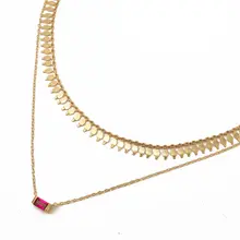 Product image of Cleo Baguette Gemstone Layered Duo Ruby
