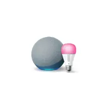 Product image of Amazon Echo (4th Generation) with Kasa Smart Color Bulb