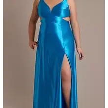 Product image of Jules and Cleo Sculpting Satin A-Line Dress with Side Cutouts