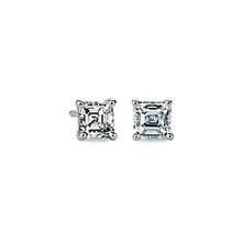 Product image of Blue Nile Lab Grown Diamond Asscher Cut Stud Earrings In 14k White Gold 