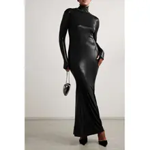 Product image of Norma Kamali Metallic stretch-jersey turtleneck gown