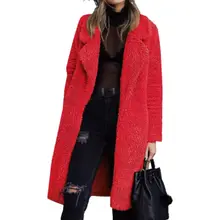 Product image of Women's Fuzzy Fleece Open Front Long Winter Jacket