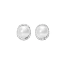 Product image of South Sea Cultured Pearl and Whirling Diamond Earrings