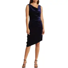Product image of Sam Edelman Drape Neck Velvet Cocktail Dress