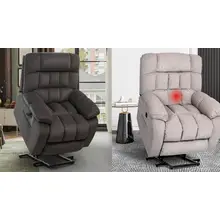 Product image of Power Lift Recliner Chair with Heat & Vibration, Massage Lift Recliner for Elderly, Short-Pile Fabric Lift Reclining Chairs for Home Living Room, Dark Coffee