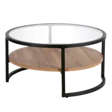 Product image of Meyer and Cross Winston 34-inch Blackened Bronze Round Glass Top Coffee Table