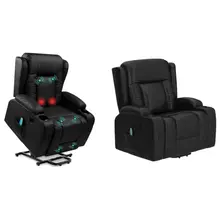 Product image of Best Choice Products PU Leather Electric Power Lift Chair, Recliner Massage Chair, Adjustable Furniture for Back, Legs w/ 3 Positions, USB Port, Heat, Cupholders, Easy-to-Reach Side Button - Black