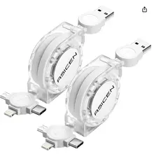 Product image of Retractable Multiple Charging Cable 3 in 1 with Mobile Phone/Type C/Micro USB Port for Cellphone/Galaxy S9/S8/S7/Hawei and More