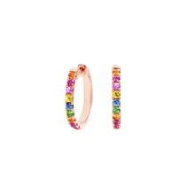 Product image of 14k Rose Gold Rainbow Hoop Earrings