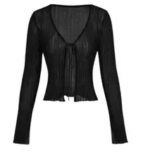 Product image of Solid Textured Knotted Cardigan 