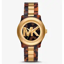 Product image of Michael Kors Runway Gold-Tone and Tortoiseshell Acetate Watch
