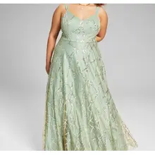 Product image of  Say Yes Trendy Plus Size Glitter Mesh Gown