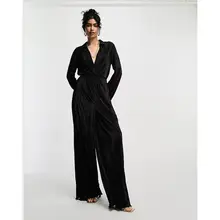 Product image of ASOS Design Pliss Long Sleeve Shirt Jumpsuit