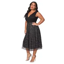 Product image of Floerns Sleeveless Contrast Mesh Midi Dress