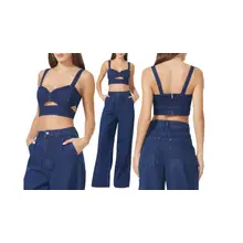 Product image of The Lavera Cutout Denim Corset Crop Top