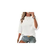 Product image of 100% Cotton 3/4 Length Sleeve Sweater Crochet Top