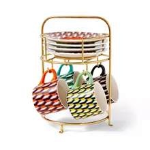 Product image of Arrow Geo Mug Drinkware Set with Saucers and Stand