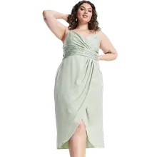 Product image of Asos Little Mistress Bridesmaid Plus Satin Wrap Dress