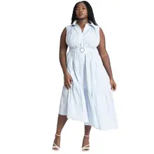 Product image of Eloquii Asym Sleeveless Shirt Dress