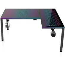 Product image of Eureka Ergonomic Music Sensing LED Glass Gaming Desk