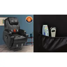 Product image of MAGIC UNION Power Lift Chair Electric Recliner Faux Leather Heated Vibration Massage Sofa with Remote Controls Side Pockets