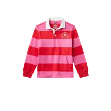 Product image of Kids' Adaptive Crest Logo Stripe Collared Long Sleeve Rugby Shirt with Abdominal Access