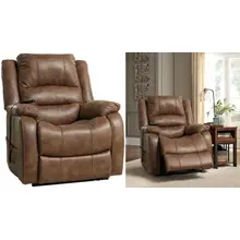 Product image of Signature Design by Ashley Yandel Faux Leather Electric Power Lift Recliner for Elderly, Brown