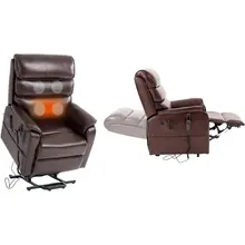 Product image of Irene House 9188 Lay Flat Lift Recliner Chair Heat Massage Dual Motor Infinite Position Up to 300 LBS Electric Power Lift Recliners, Medium(Brown Faux Leather)
