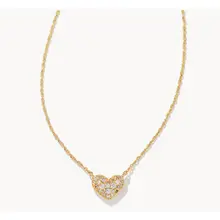 Product image of Ari Gold Pave Crystal Heart Necklace in White Crystal
