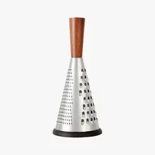 Product image of CB2 Acacia and Stainless Steel Cone Cheese Grater