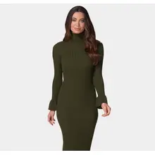Product image of Bebe Women's Bell Sleeve Turtleneck Midi Dress