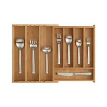 Product image of Crate & Barrel Expandable Bamboo flatware tray 