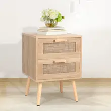 Product image of Bay Isle Home Stalder Rattan Nightstand With 2 Storage Drawers