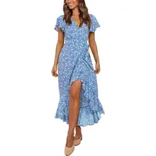 Product image of Zesica Bohemian Floral Printed Wrap Dress