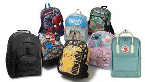 a group of backpacks