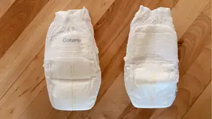 Two pairs of Coterie The 360 training underwear on wooden surface.