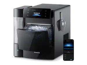 GoveeLife Smart Nugget Ice Maker Pr ice drawer open with violet lighting