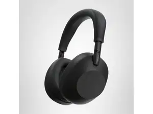 Two people listen to music through over-the-ear headphones