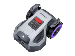 Anthbot M9 robot lawn mower shown on green grass.