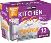 Product image of Kirkland Signature Flex-Tech Kitchen Trash Bags, 13 Gallon